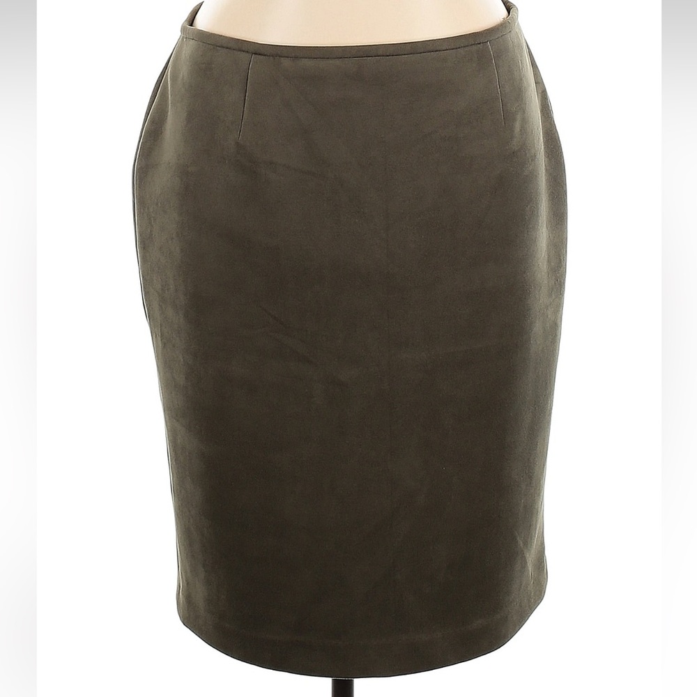 Calvin Klein Olive Brown Green Faux Suede Classic Pencil Skirt Women’s Size 16